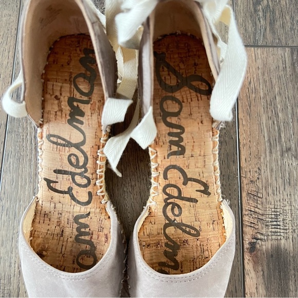 Sam Edelman Patsy Espadrille Woven Wedge Suede Ankle Wraparound Taupe Size 9 - Picture 6 of 9